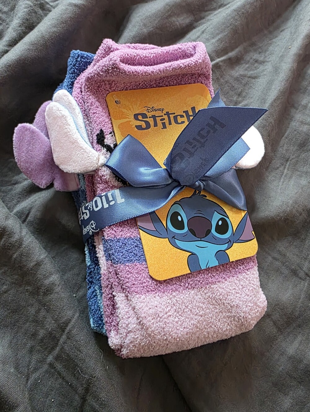 ​Disney Lilo & Stitch Cozy Fuzzy Socks 2-Pack Gift Set with 3D Plush Ears New